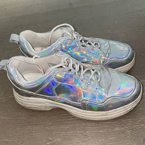 Wildfable holographic silver chunky sneakers